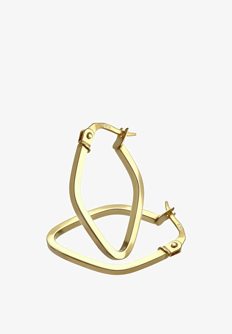 Zlato obarvaneuhane s kotnilno, geometrijsko zasnovo. Imajo varen zaponko in gladko, sijočo površino.