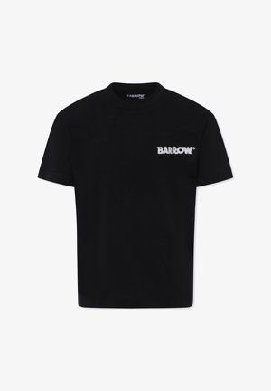 T-shirt nero a maniche corte in cotone, con il logo bianco "BARROW" sul lato sinistro del petto. Design semplice con collo rotondo.