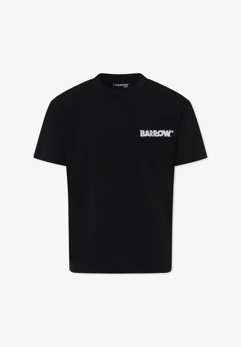 Czarna koszulka z krótkim rękawem wykonana z bawełny, z białym logo "BARROW" na lewej piersi. Prosty design z okrągłym dekoltem.