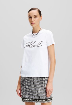 KARL LAGERFELD BOUCL� SIGNATURE - Majica kratkih rukava s printom - white