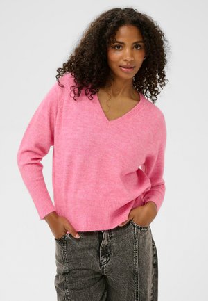 V-NECK - Pulóver - pink power melange