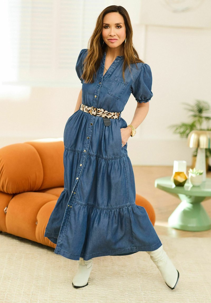 Myleene Klass DENIM TIERED WITH LEOPARD BELT STANDARD Denim dress