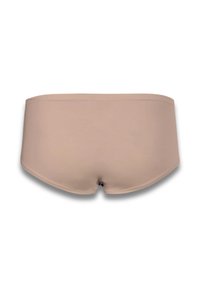 Mutandine boyshort in cotone beige con un texture liscia, cintura elastica e design senza cuciture sul retro. Adatte per l'uso quotidiano.