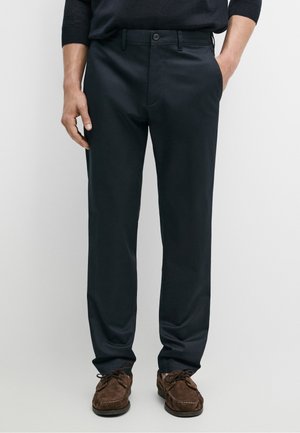 Massimo Dutti, COTTON BLEND SLIM FIT PANTS - Broek - mottled dark blue