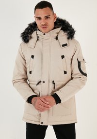 100 REMOVABLE HOODED - Winter coat - stone colored
