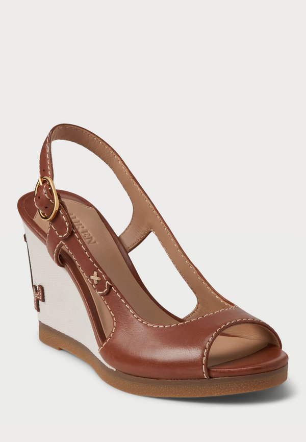 RONI BURNISHED LEATHER SANDAL - Wedge sandals - deep saddle tan4