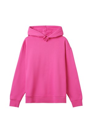 Felpa con cappuccio rosa, realizzata in morbido cotone misto. Presenta una vestibilità ampia, cappuccio regolabile con cordino e polsini e orlo ribattuti. Design semplice.
