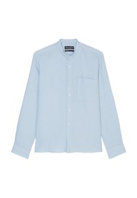 Vaaleansiniinen pitkähihainen paita, joka on valmistettu pellavasta. Paidassa on bändikaulus, edessä napitus ja rintatasku. Sileä ja kevyt materiaali.