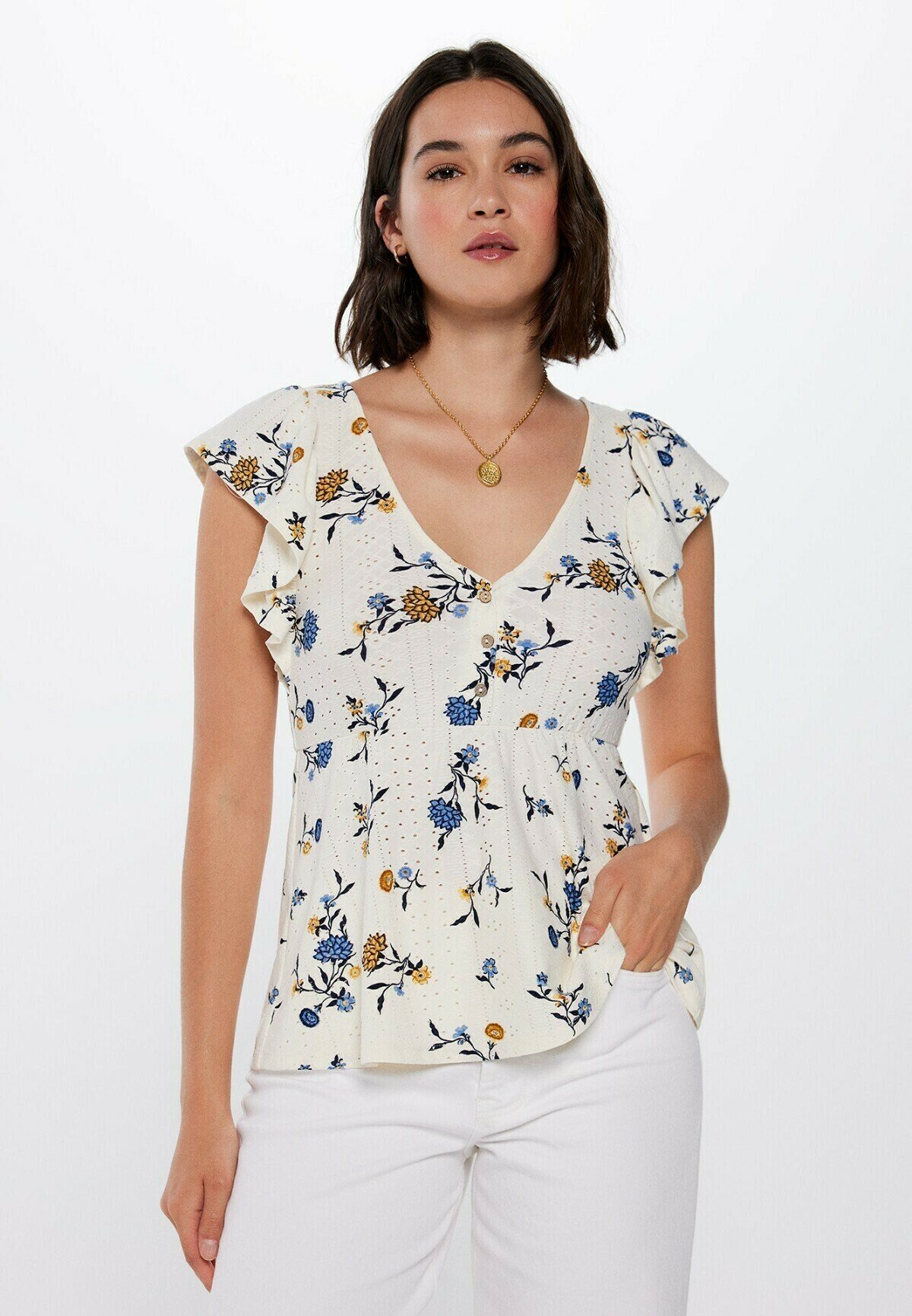 SPRINGFIELD Damen Bluse Mit Rüschen Und Längsstreifen – Lässig & Vielseitig Kombinierbar