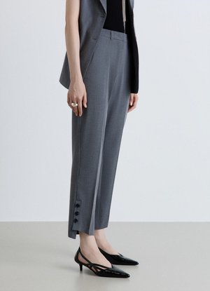 Calliope, PANTALONE LUNGO TINTA UNITA - Trousers - grigio fumo melange