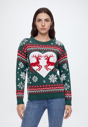 VILA, VIMARIA CHRISTMAS L/S O-NECK KNIT/KA - Pullover - ponderosa pine/christmas
