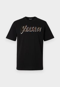ANIMALIER LOGO EMBROIDERY AND RHINESTONE - Camiseta estampada - black