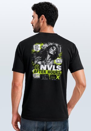 Neverless, Print T-shirt - slim-fit schwarz