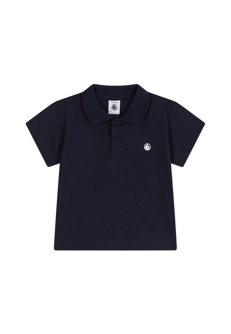 Polo bleu marine en coton. Doté d'un col classique, de manches courtes et d'un petit logo brodé sur la poitrine. Design simple.