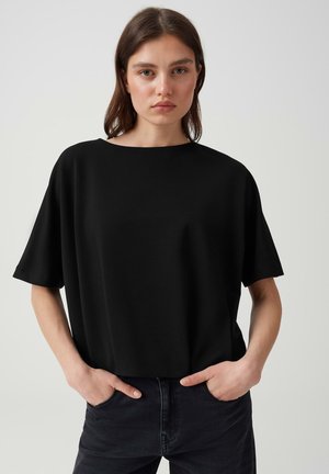OPUS, CROPPED O-SHAPE - T-shirt basique - black