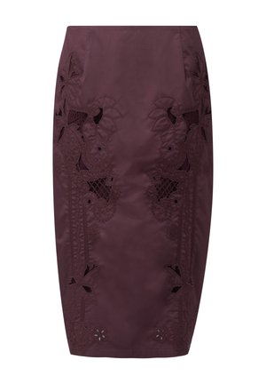 Leem, EMBROIDERED PENCIL SHIRT - Falda de tubo - brown