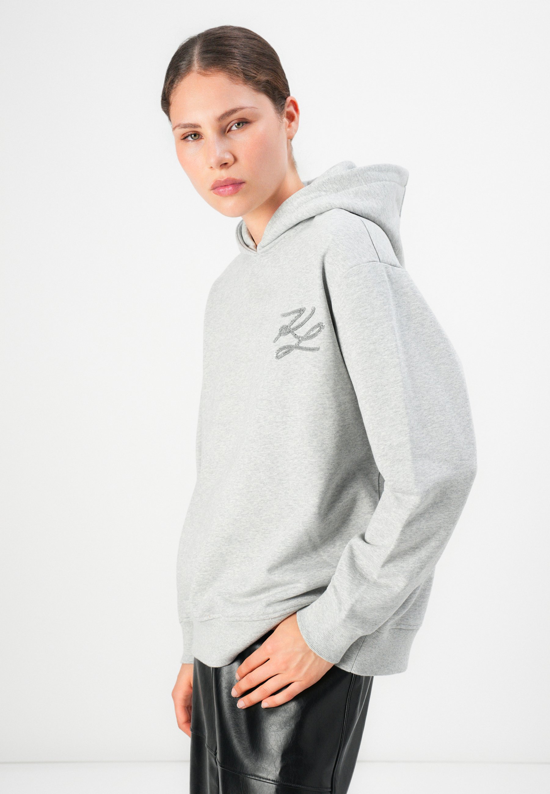 KARL LAGERFELD AUTOGRAPH HOODIE - Hoodie - light grey melange/grey