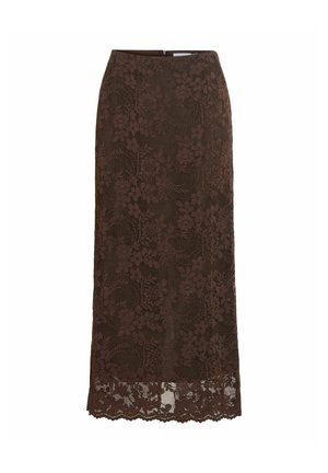 VILA, MAXI SKIRT VILORNA LACE - Falda larga - coffee bean