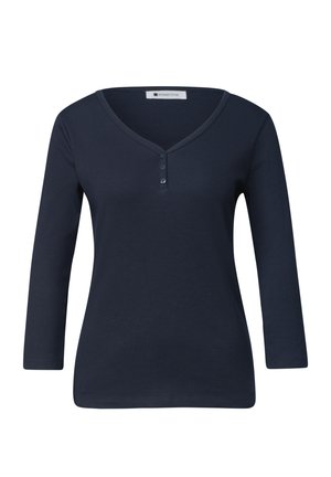 Street One, 3/4-SLEEVE SHIRT WITH BUTTON DETAIL - Langærmet T-shirt - darkest blue