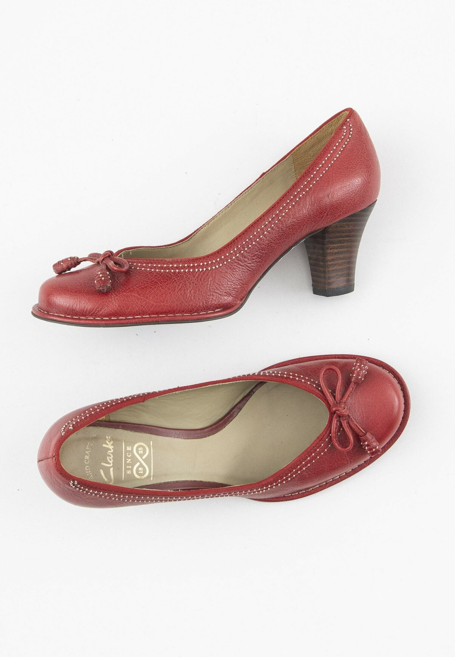 clarks heels for women red