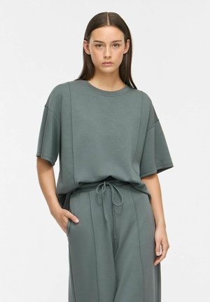 VILA, SHORT SLEEVED SWEATSHIRT VITELANA ROUND NECK - T-shirt basique - balsam green