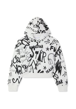 CROP STAMPA GRAFFITI - Felpa con cappuccio - bianco lana