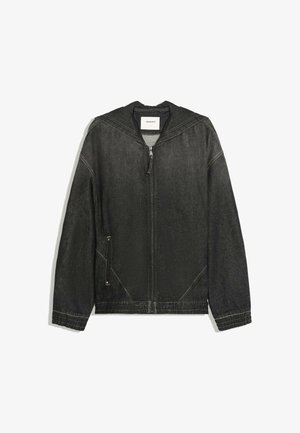 Bershka, HOODED EMBROIDERED BACK - DENIM JACKET - Spijkerjas - black