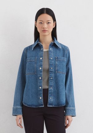 Button-down blouse - deep mid blue wash