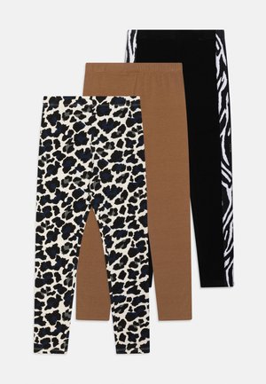 Friboo ANIMAL PRINTED 3 PACK - Leggings - Pantaloni - off-white/brown/black