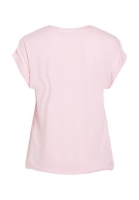 T-shirt rose clair à manches courtes avec revers, vu de dos sur fond blanc.