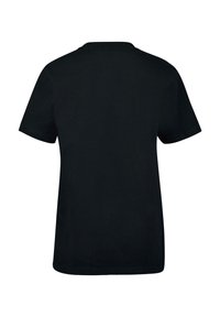 Sort kortærmet t-shirt i bomuld med rund halsudskæring og en ensfarvet ryg uden mønstre eller accenter.