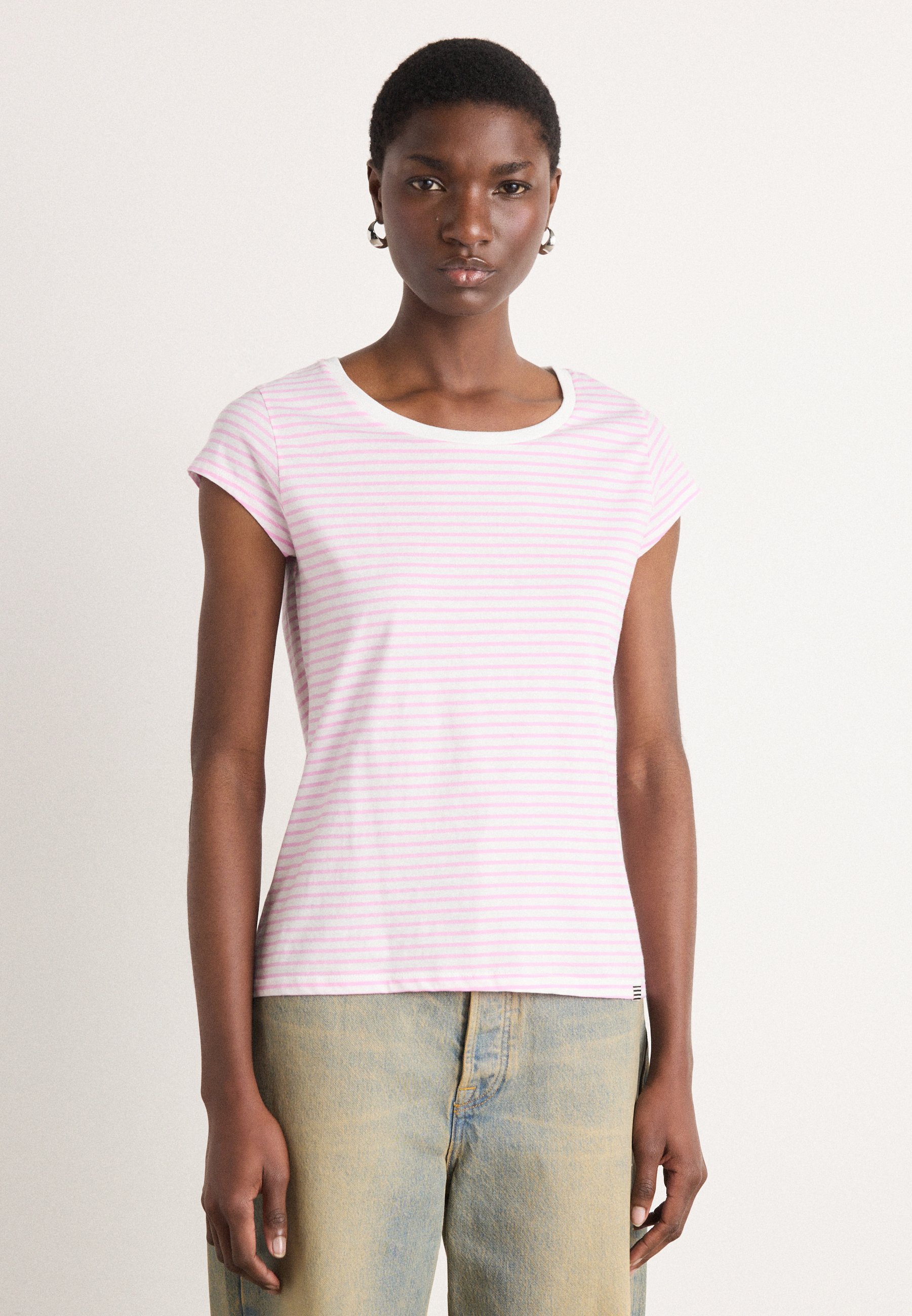 売れ筋商品|||マッズ ノーガード Tシャツ レディース トップス STRIPE TEASY TEE - Print T-shirt - blushing bride/briliant white Mads Nørgaard STRIPE TEASY TEE - Print T-shirt - blushing
