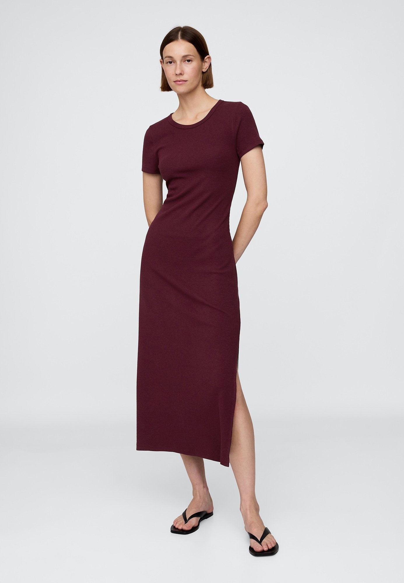 princess polly baby blue dress GAP MODERN RIBBED MAXI - Jersey dress - tuscan red/red