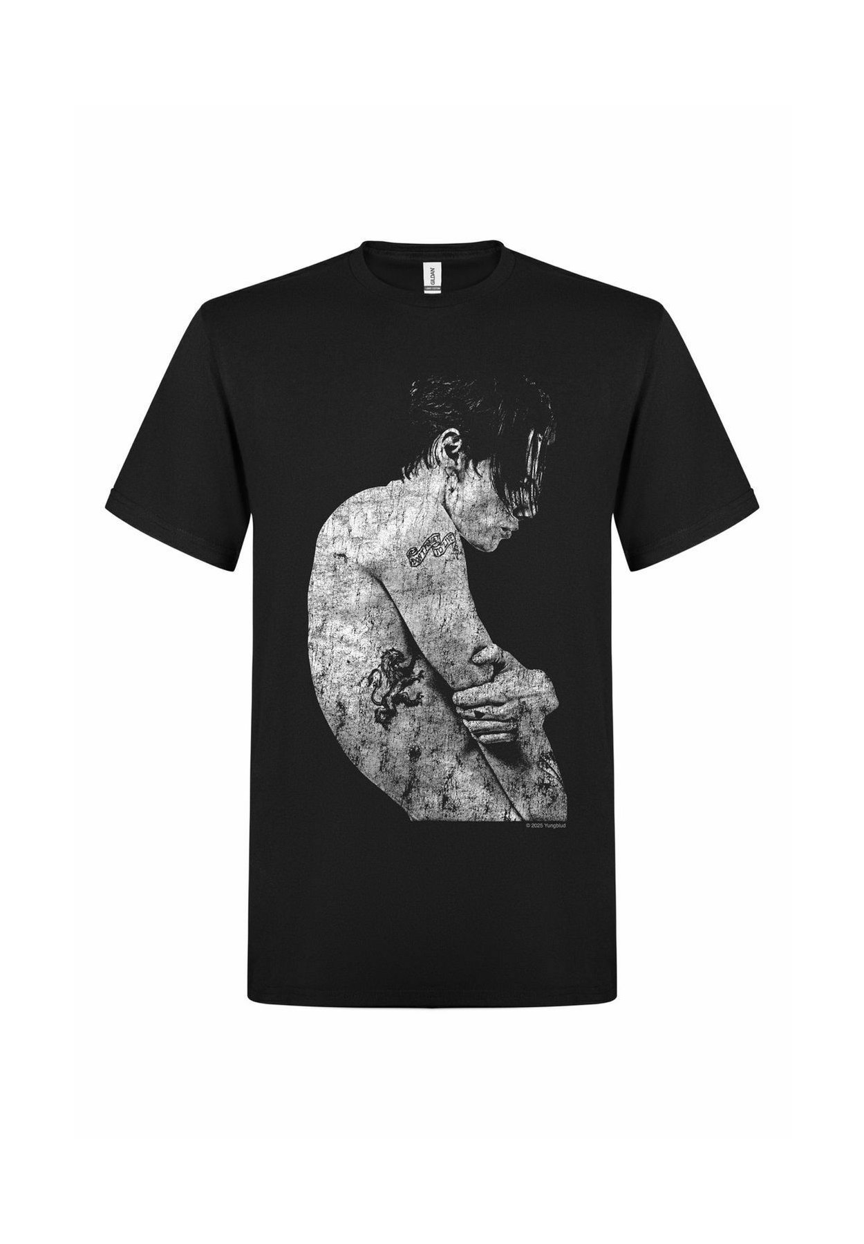 T-Shirt Yungblud Scratch Logo Oval - Gris Dip Dye Unisexe Officiel
