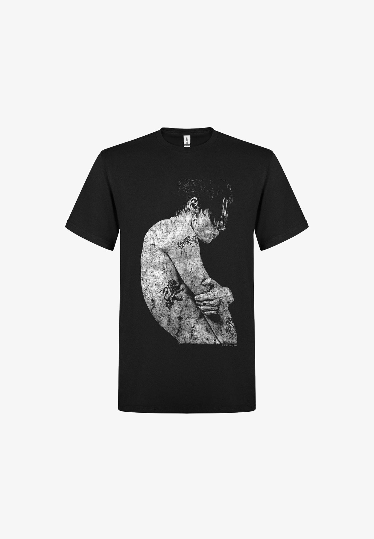T-Shirt Yungblud Scratch Logo Oval - Gris Dip Dye Unisexe Officiel