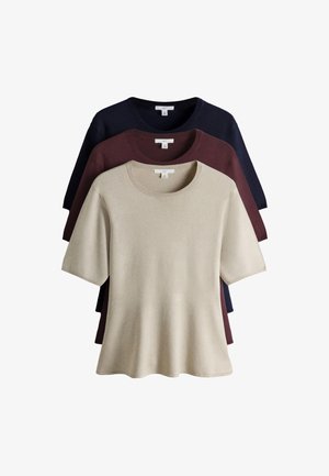 THE SET, 3 PACK - T-shirt basic - navy/plum/taupe