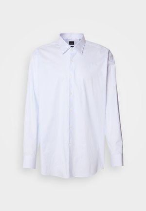 Camicia a maniche lunghe a righe blu chiaro con colletto button-down e polsini standard. Realizzata in un tessuto morbido e tessuto. Accentuata da bottoni bianchi.