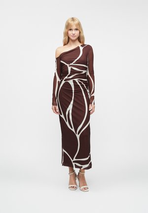 GEMMA TIPPED SHOULDER MIDI DRESS - Kokteilikleit/peokleit - brown