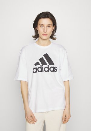 adidas Sportswear ESSENTIALS BIG LOGO BOYFRIEND - T-shirt print - white/black