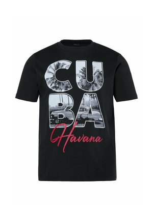 Men Plus, T-SHIRT, HALBARM, PRINT, RUNDHALS, BIS 8 XL - T-shirt print - black