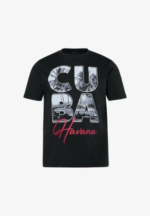 Men Plus, T-SHIRT, HALBARM, PRINT, RUNDHALS, BIS 8 XL - T-shirt print - black