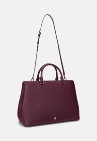 Lauren Ralph Lauren CROSSHATCH LEATHER LARGE HANNA SATCHEL - Ručna torba - pinot noir
