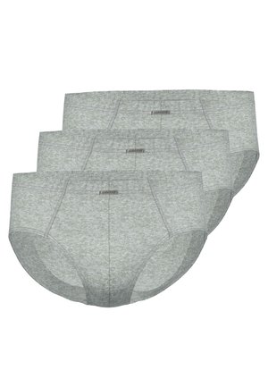 Graue Baumwollslips im Dreierpack, mit klassischem Schnitt, elastischem Bund und dezenten Steppdetails.