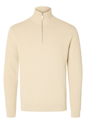 Selected, SLMDANE HALF ZIP - Striktrøje - oatmeal