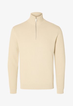 Selected, SLMDANE HALF ZIP - Striktrøje - oatmeal