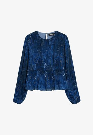 Desigual LONG-SLEEVE PLEATED - Blůza - blue