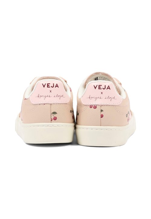 Veja Deportiva de niña modelo small volley en piel con cordones elásticos Rosa claro — photo 4