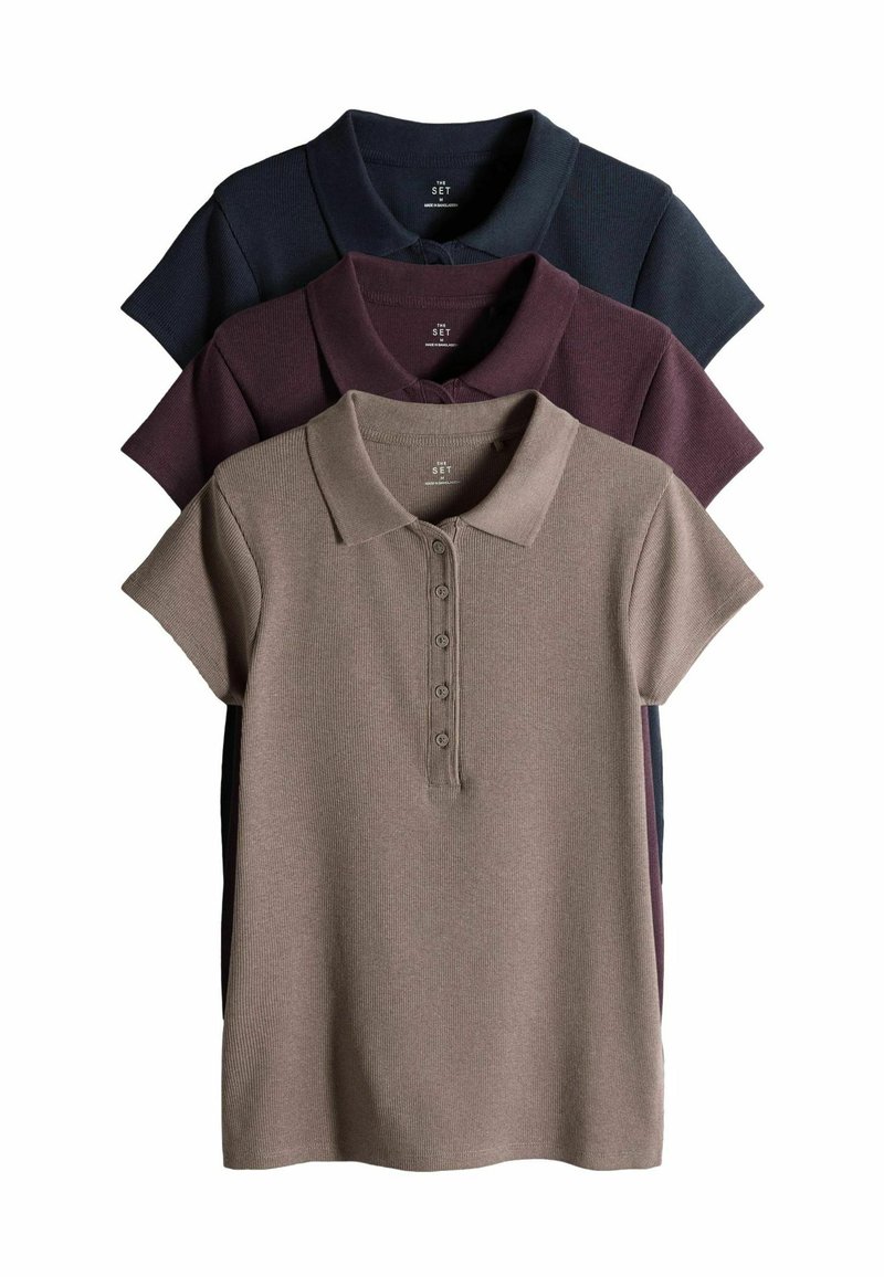 THE SET 3 PACK - Piké - navy blue burgundy taupe brown/brun - Zalando.se