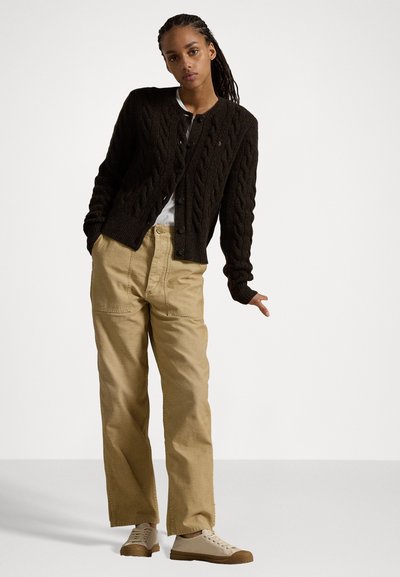 Polo Ralph Lauren CABLE KNIT WOOL CASHMERE CARDIGAN - Gilet - dark brown