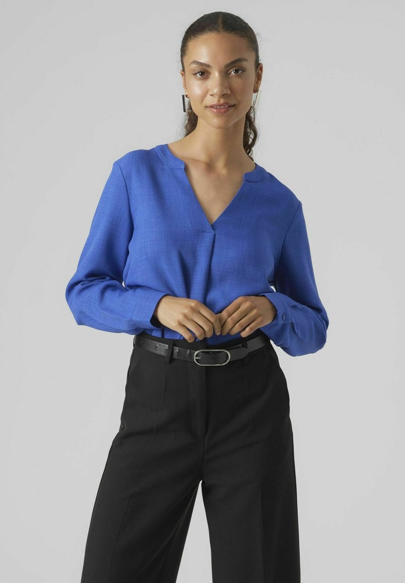 VERO MODA dam pullover VMFILUCA - Beaucoup Blue MELANGE